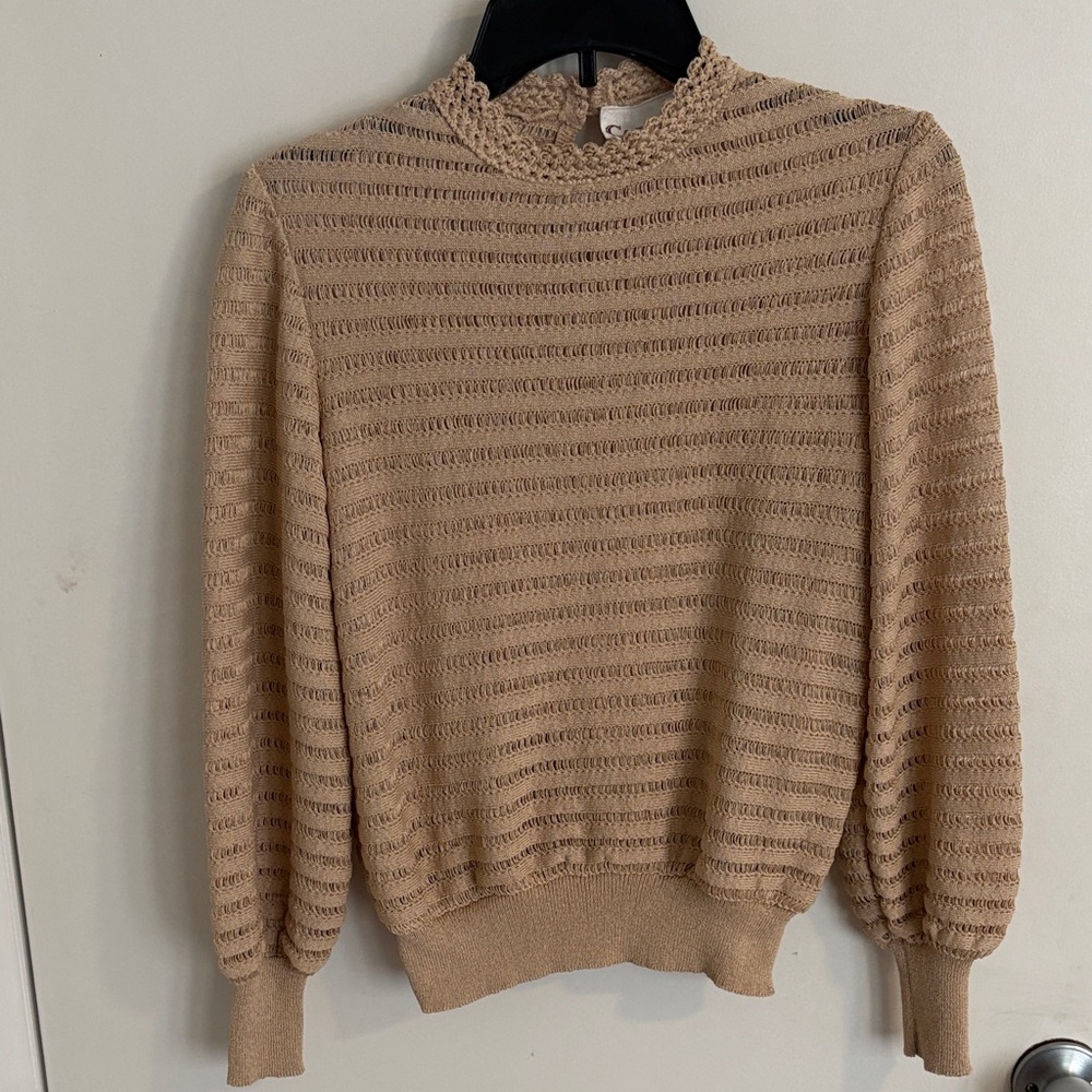Vintage Castleberry Beige Crochet Knit Sweater